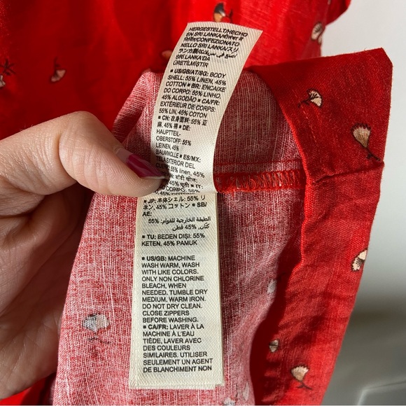 Goodthreads Small Relaxed Fit Washed Linen Blend Flutter Sleeve Boho Print Dress - Picture 7 of 8